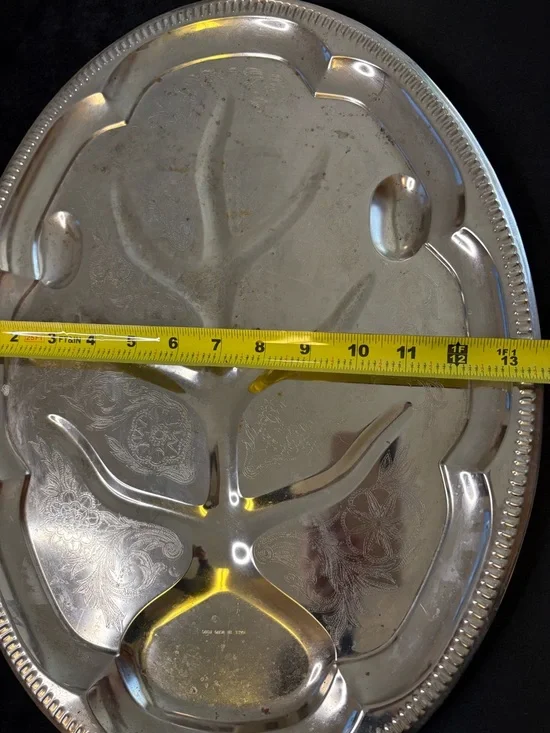 2 Vintage Silver Meat Carving Platter “ Tree of Life” - Picture 11 of 11